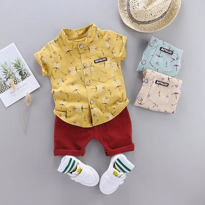 New Summer Fashion Children Baby Boys Clothes Suits Infant Full Printed Shirt Shorts 2pcs/Set Kids Toddler Casual Outfit 0-5Y