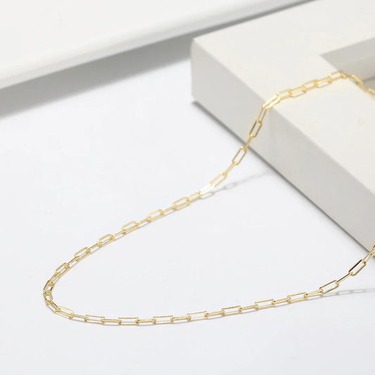 14K Gold 925 Sterling Silver 1.8mm Paperclip Neck Chain Fashion Link Chain Necklaces for Women Dainty Jewelry SC39