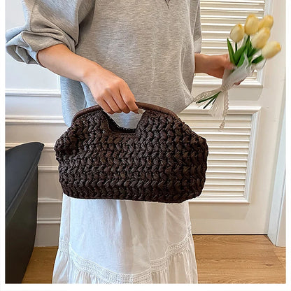 New Summer Beach Bag for Women Clutch Bag Luxury Designer Straw Bags Tote Handbag Fashion Woven Rattan Bags Female Travel Purse