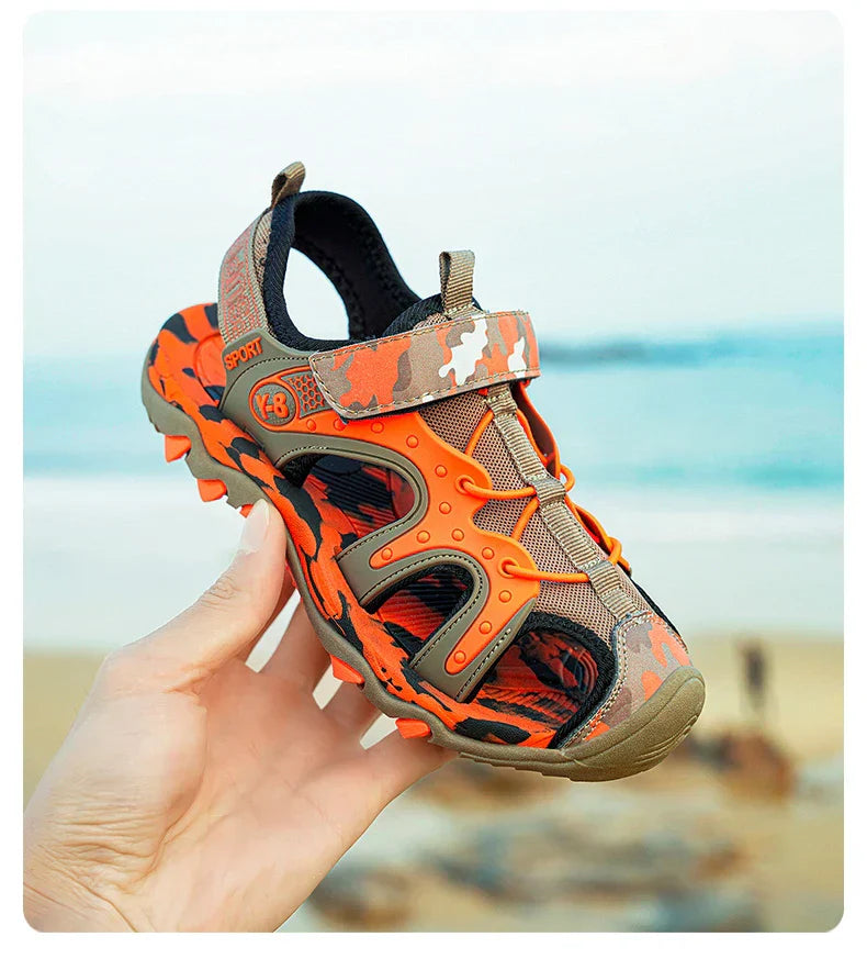 Fashion Kids Sandals Boy Water Shoes Closed Toe Rubber Sole Outdoor Hiking Sneaker Summer Sports  Beach Sandals for Boy