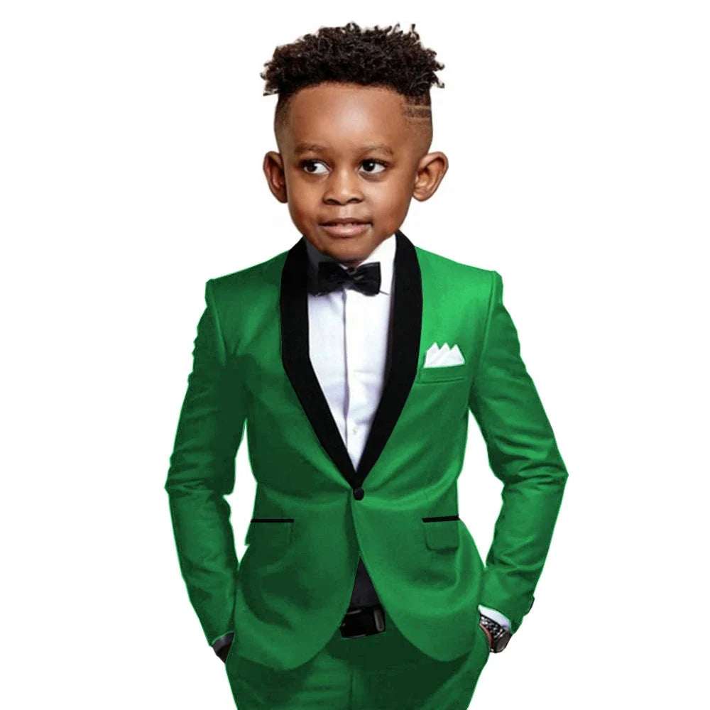 New Boys Formal Suits 2 Pieces Jacket Pants School Activities Wear Stylish One Button Kids Tuxedo Wedding Guest Clothes