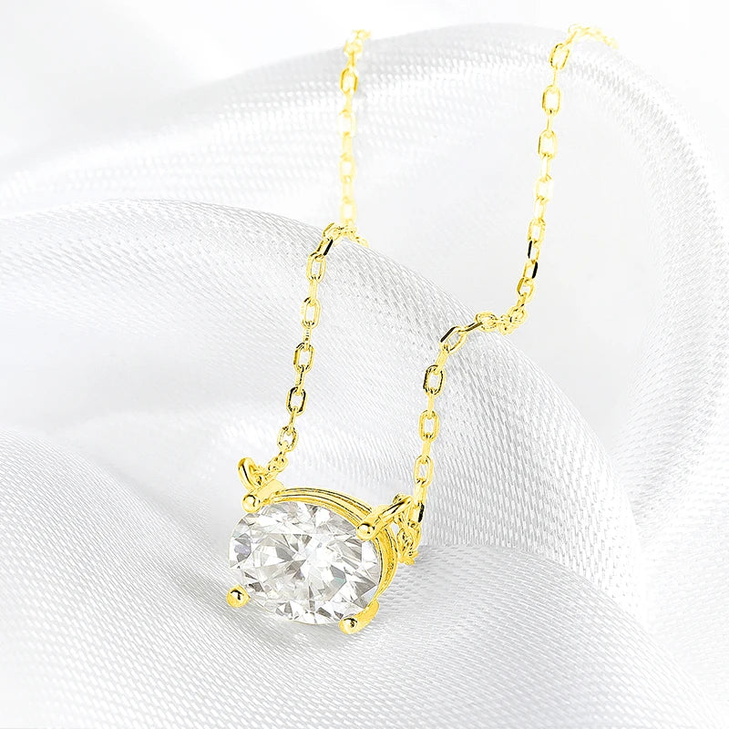 14K Plated 1-3CT Moissanite Necklaces Pendant Women Girls Birthday Gift Chain Lab Diamond Jewelry 925 Sterling Silver GRA