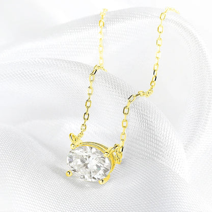 14K Plated 1-3CT Moissanite Necklaces Pendant Women Girls Birthday Gift Chain Lab Diamond Jewelry 925 Sterling Silver GRA