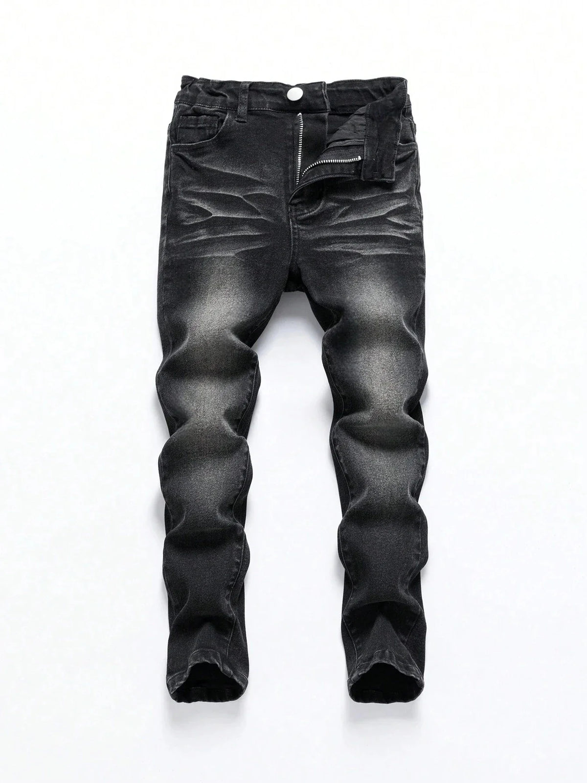 1-Piece Men's All-Season Snowflake Washed Fashion Jeans, Stretchy Slim-Fit Light Gray and Dark Black Casual Denim Pants, Minimalist Fashion, Suitable for Everyday Wear