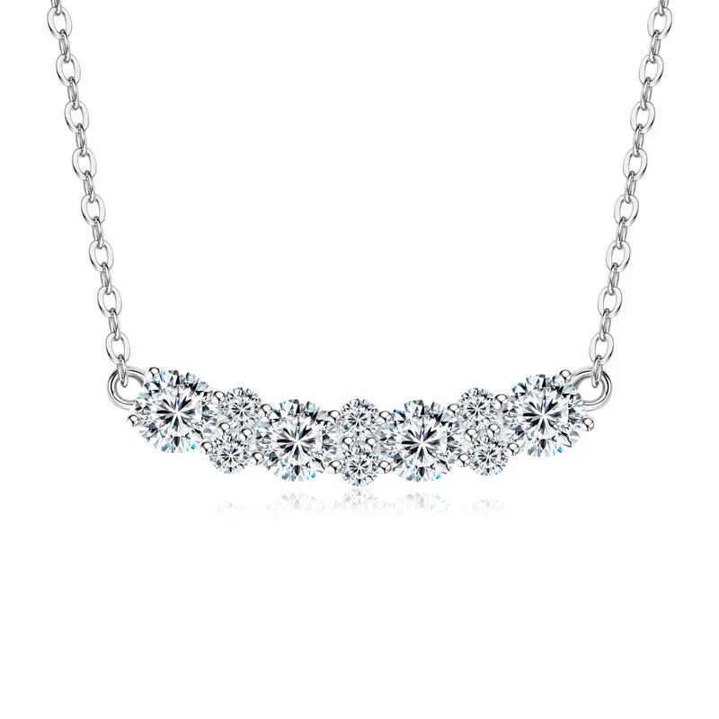 GRA Certified Full Moissanite Smile Pendant Necklace for Women 925 Sterling Silver Clavicle Chain Jewelry Gift Collares