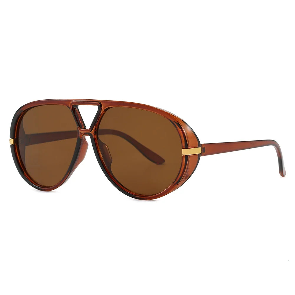 Cycling Trendy Women Square Twin Bridge Pilot Sunglasses New Luxury Designer Shades Outdoor Driving Travel Female Sun Glasses
