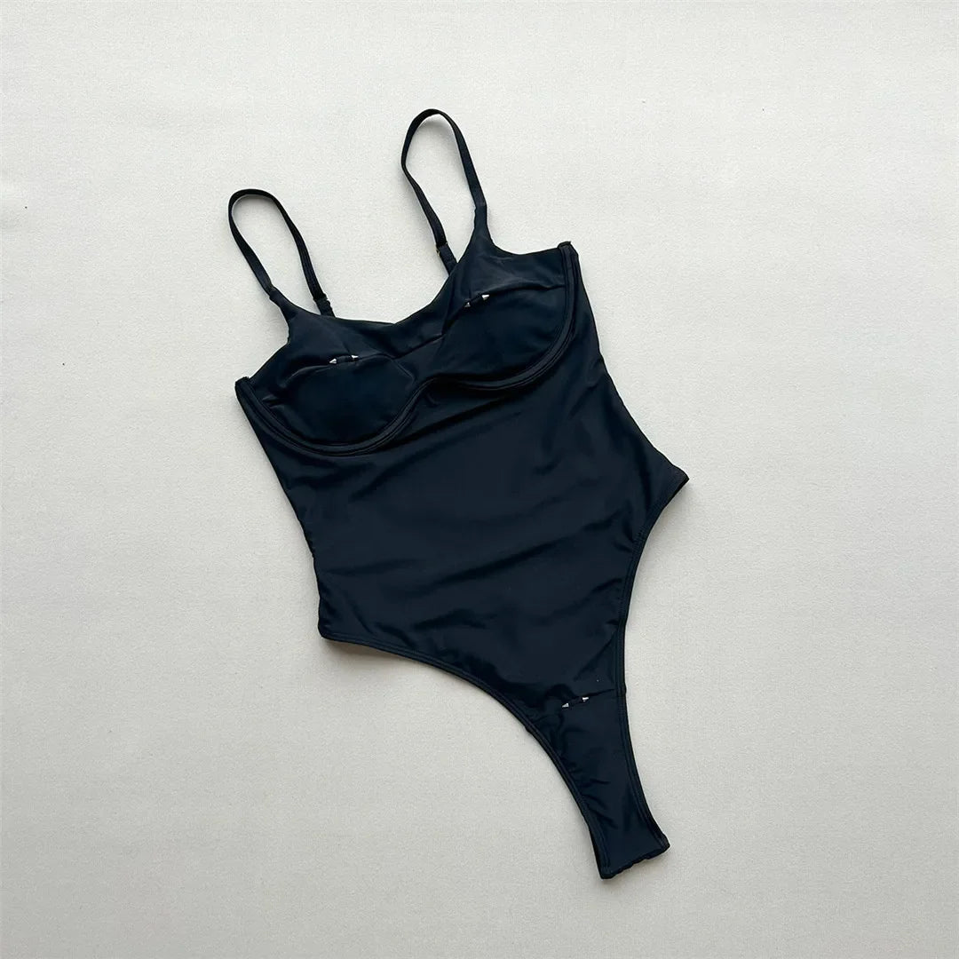 Sexy Cut Out Underwired Women Swimwear One Piece Swimsuit Female Extreme String Mini Micro Thong Bather Bathing Suit Swim V7744