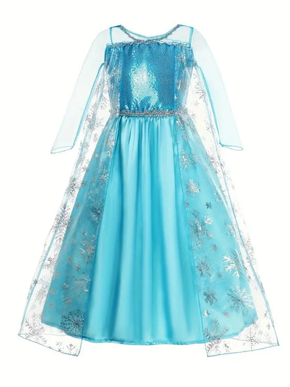 Girls Princess Dress Kids Elsa Anna Snow White Aurora Belle Rapunzel Peach Halloween Costume Children Birthday Party Clothes