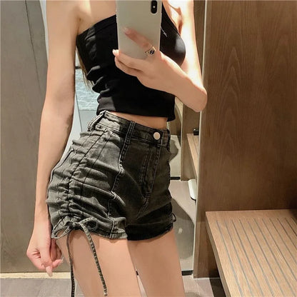Summer Coquette Strappy Short Jean Pants Woman Harajuku Fashion Stretchy Cheap Outdoor Design XL New In Denim Shorts for Women