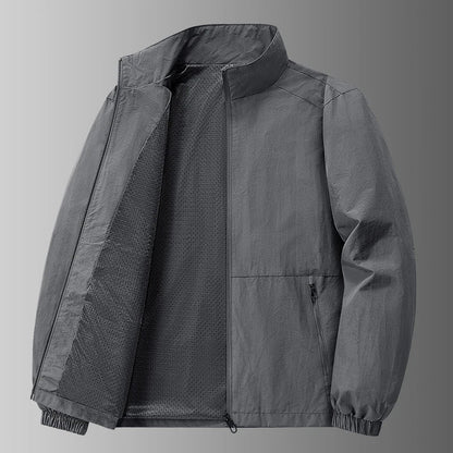 Autumn Breathable New Men's Jackets Outdoor Sports Loose Korean Casual Coat Man Stand Up Collar Classic Solid Color Windbreaker