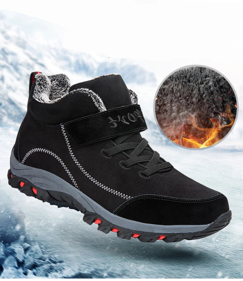 Waterproof Winter Men Boots Cow Suede Warm Snow Women Boots Men Work Casual Shoes High Top High-top Non-slip Ankle Boots