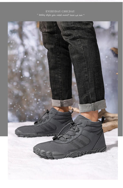 New Winter Booties Men Snow BareFoot Casual Shoes Outdoor Waterproof Work Shoes Warm Fur Men Ankle Shoes Snow Boots Plus Size 50
