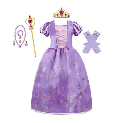 Girls Princess Dress Kids Cinderella Snow White Aurora Sofia Rapunzel Cinderella Halloween Costume Children Birthday Party Dress