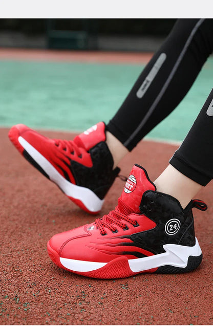 Children Basketball Shoes for Boys Girls Kids Teenagers Breathable Non-slip Lace Up Indoor Outdoor Training Sneakers Tennis Shoe