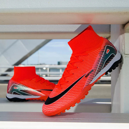 Kids Soccer Cleats for Boys and Girls Youth High-top Football Shoes Outdoor Athletic Turf Soccer Shoes