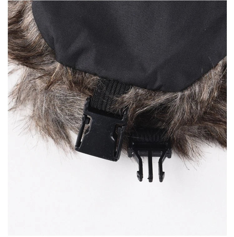 Men's Warm Soldier Hat Winter Pilot Patrolman Earmuffs Polyester Fiber Warm Russian Ski Hat Windproof Cold Pilot Hats