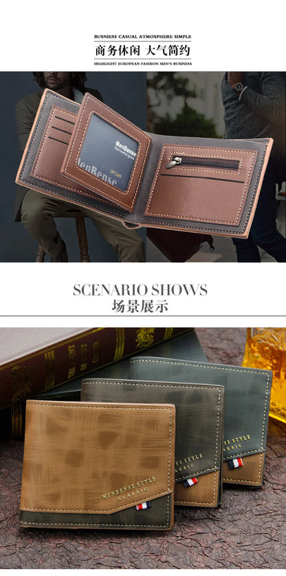 Portefeuilles courts pour hommes Givrés Grande capacité Portefeuille en cuir Multi-fentes Porte-monnaie Porte-photo Petits portefeuilles pour hommes cartera hombre
