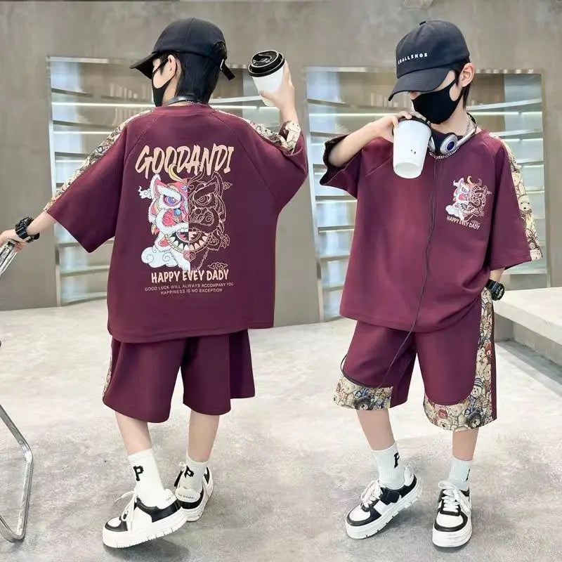 Plus Size Children's Clothing Boys From 4 T-shirts 7 12 Years Baby Summer Clothes Kids Boy Suit 2025 Top Outdoor Korean T-shirt