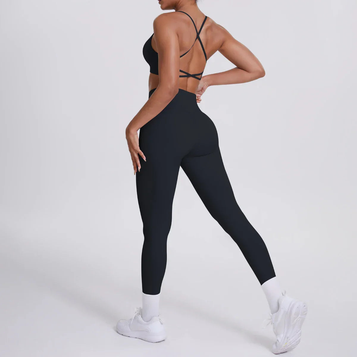 Yoga Suit Sports Set Gym Seamless High Impact Sports Bra Women's High Waist and Hips Tight Peach Buttocks Pants Womens Sportswea