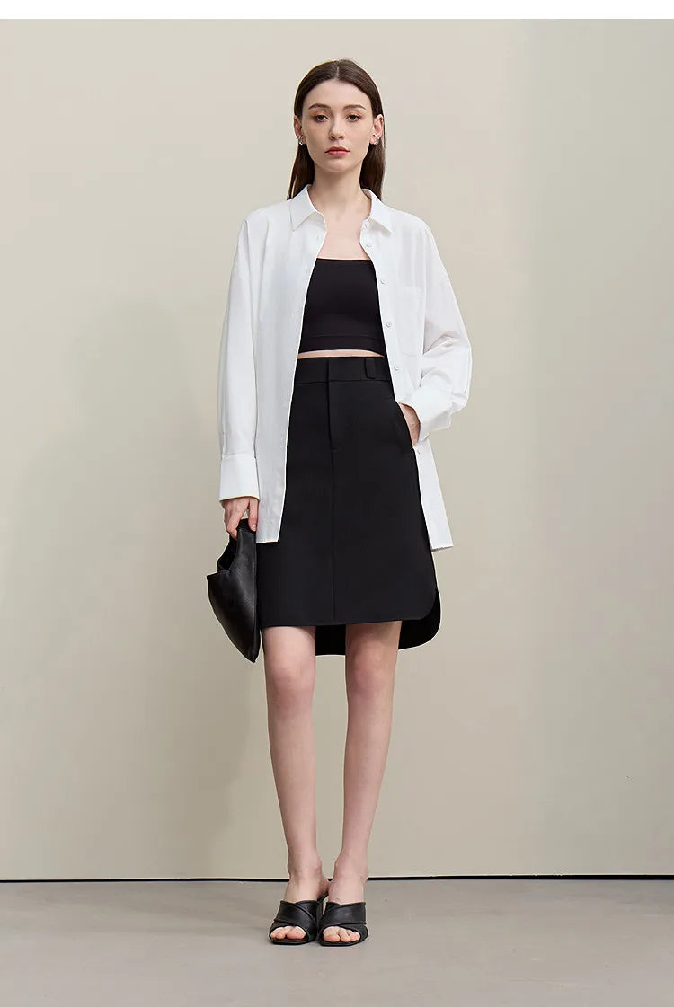 Mid Skirt 2026 Summer New Casual Workwear Style A-Line Skirt Women's solid Versatile Side Slit Women's clothing 12642098