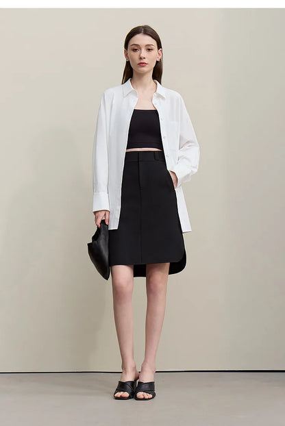 Mid Skirt 2026 Summer New Casual Workwear Style A-Line Skirt Women's solid Versatile Side Slit Women's clothing 12642098