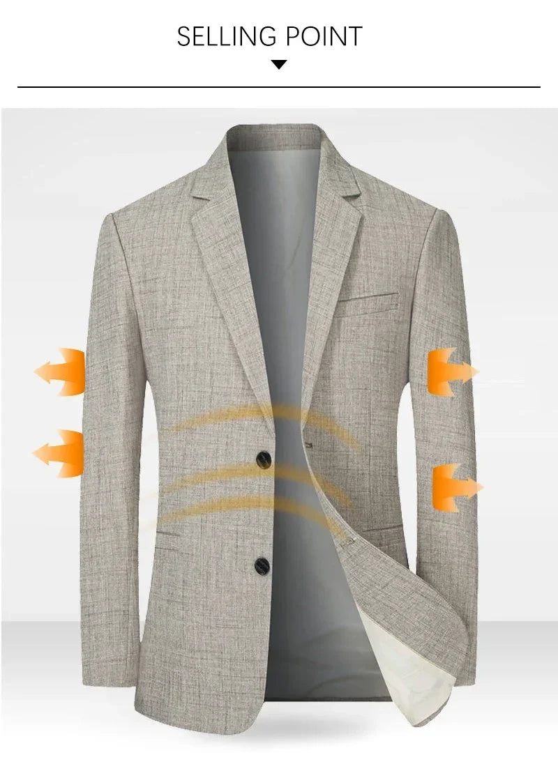 Brand Middle Aged Men Blazers Jacket 2026 Spring Autumn Two Buttons Business Casual Blazer Male Minimalist Mans Clothing