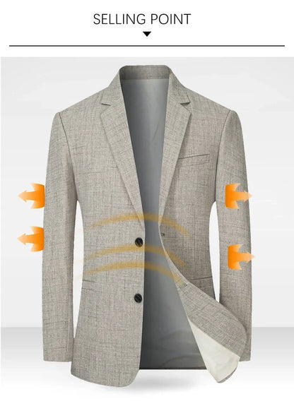 Brand Middle Aged Men Blazers Jacket 2026 Spring Autumn Two Buttons Business Casual Blazer Male Minimalist Mans Clothing