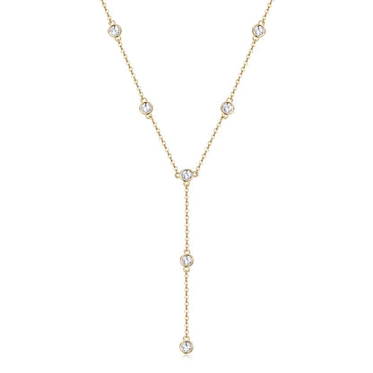 Collares Mujer 3mm 0.1ct Moissanite Necklace 925 Sterling Silver Y-shaped Pendant Necklaces For Women Unique Jewelry Gift