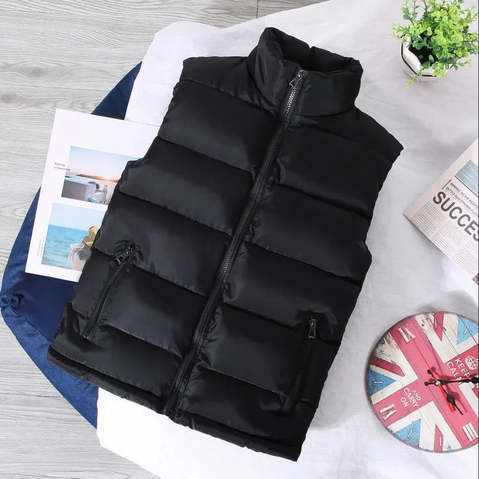 White Vest Jacket Men Slim Fit Stand Collar Sleeveless Puffer Jackets Spring Autumn Casual Waistcoat Men Warm Coat 2024 Trends
