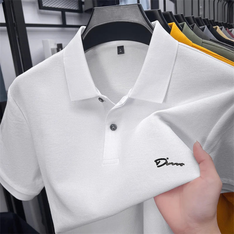 cotton100% hot sale men's new short sleeve polo shirt summer lapel letter printing ventilate t-shirt business classic mans wear