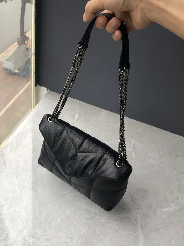 Elegant Women Chain Bag Soft Sheepskin Genuine Leather Handbag Ladies Fashion Single Shoulder Bag Designer Messenger Bag