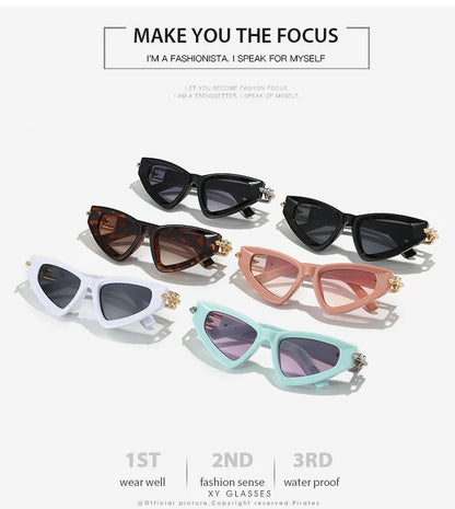 New Designer Triangle Cat Eye Sunglasses Women Brand Arrow Metal Sun Glasses Ins Fashion Cool Ladies Eyewear Lentes De Sol Mujer