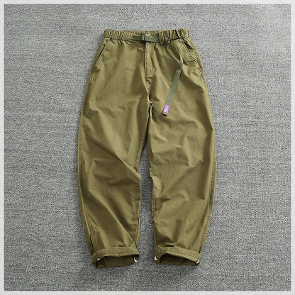 Summer thin casual pants men's straight straight tube loose conical overalls all cotton wash re-engraved purple mark daddy pants