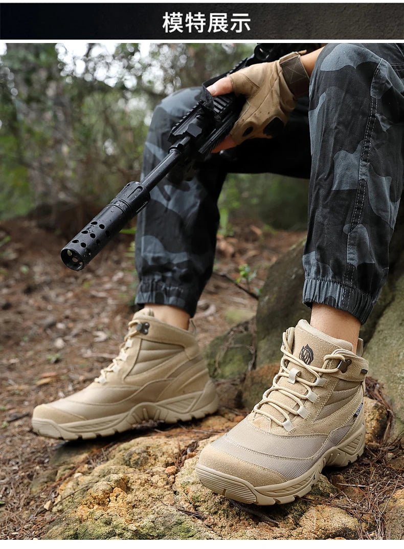 Men Tactical Boots Waterproof Army Plus Work Climbing Shoes Size Boot Anti-Slip Casual Outdoor Military Brand Ankle Hiking Shoes