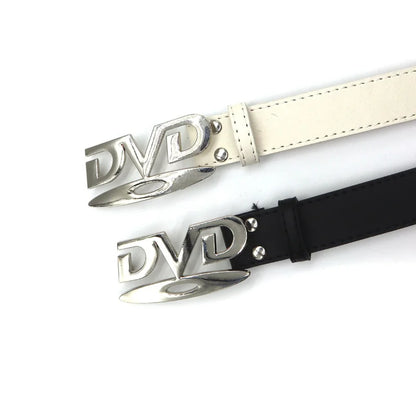 Unisex Nostalgic DVD Buckle Belt Versatile Black White Decorative Waist Straps Belt for Men Women Jeans Matching Gift for Her