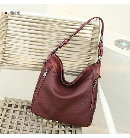 High Quality Women's Real Cow Leather Luxury Handbag, Versatile Ladies' Large Capacity Shoulder Crossbody High-end Commuting Bag