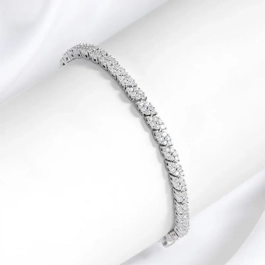 Bracelet de tennis tout Moissanite plaqué or 18 carats pour femmes, chaîne en diamants de laboratoire, argent sterling 925, bijoux de gros