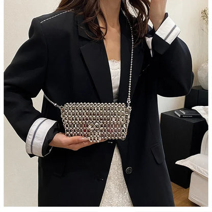 PU Sense of Luxury Solid Color Evening Bags Hollow Out Temperament 2025 Hot Sale Ladies Bags Versatile Fashion Shoulder Bags