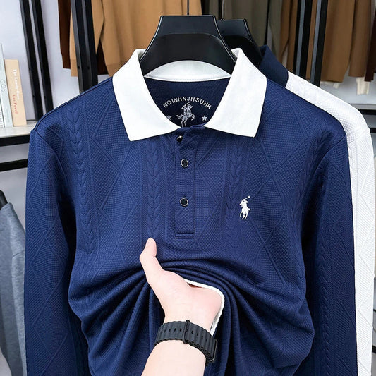 Pecking Men's Summer Light Luxury Collar Polo Shirt Short Sleeved T-shirt Fashionable Versatile Top