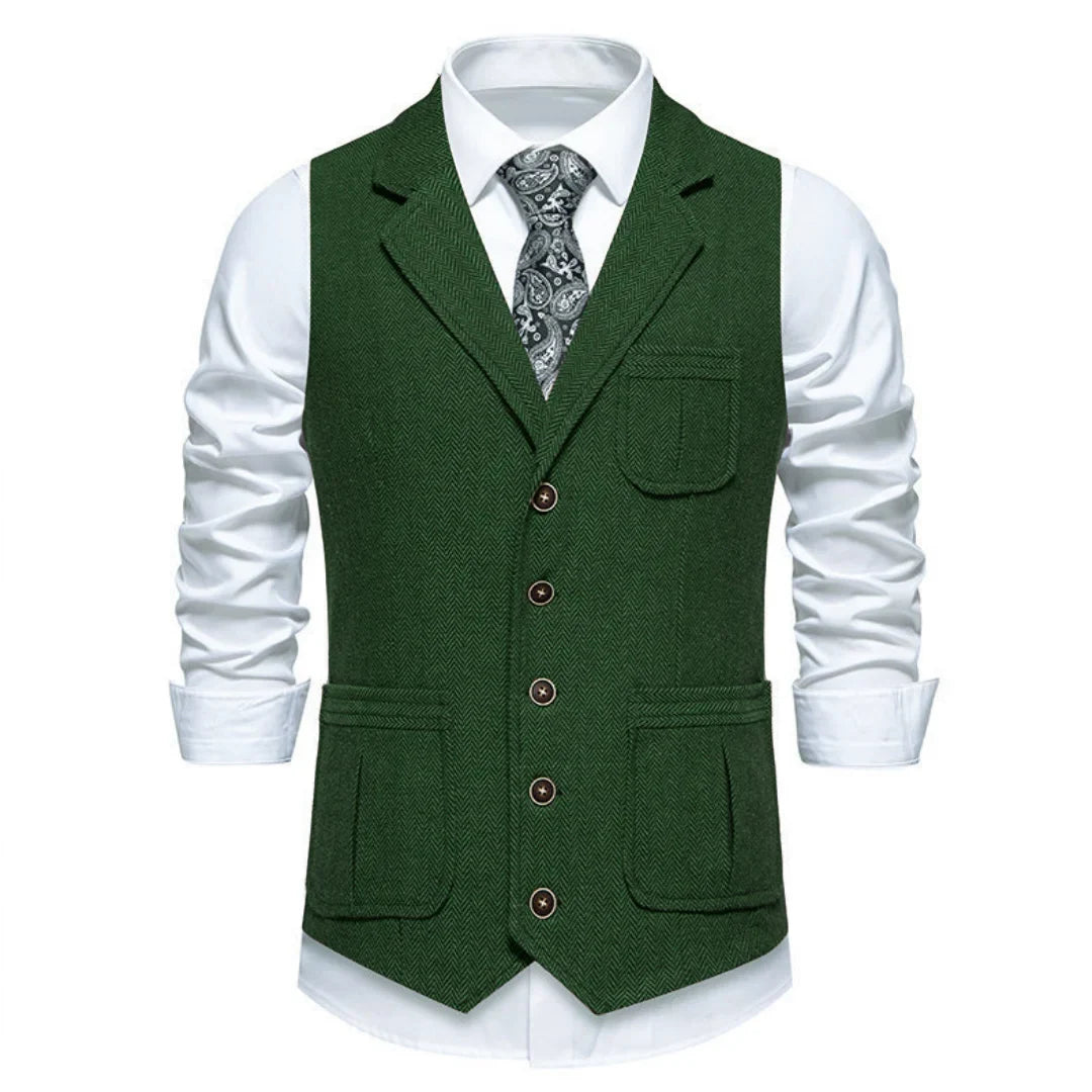 Men Vest Drak Gray Herringbone Single Button Waistcoat For Wedding Birthday Banquet Party Business Work Daily Men Suit Vest