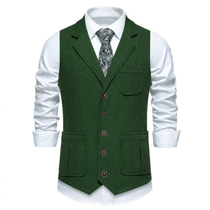 Men Vest Drak Gray Herringbone Single Button Waistcoat For Wedding Birthday Banquet Party Business Work Daily Men Suit Vest