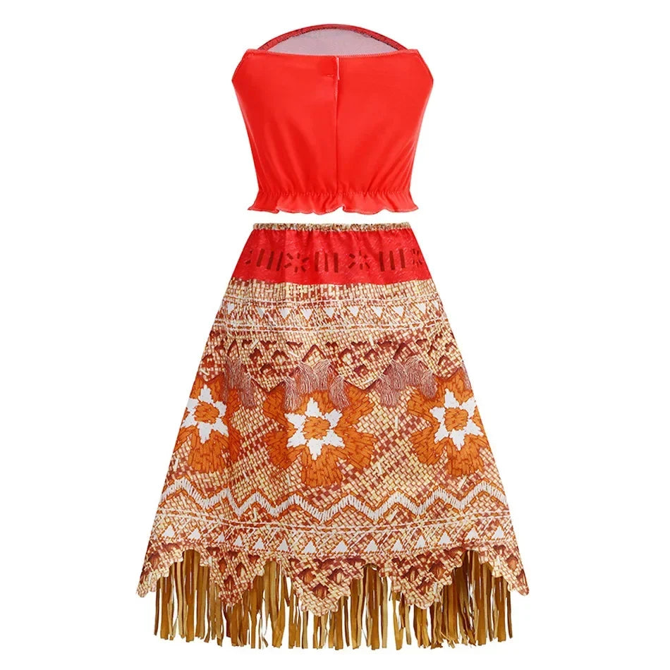 New Disney Movie Moana Girl Dress Halloween Cosplay Party Costume Princess Fancy Clothes Children Vaiana Outfit Dress
