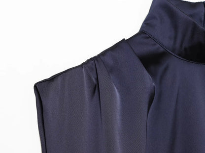 Satin dresses women's clothing fashion back zip hem lace patchwork slit sexy nightclub mini dress chic French Evening