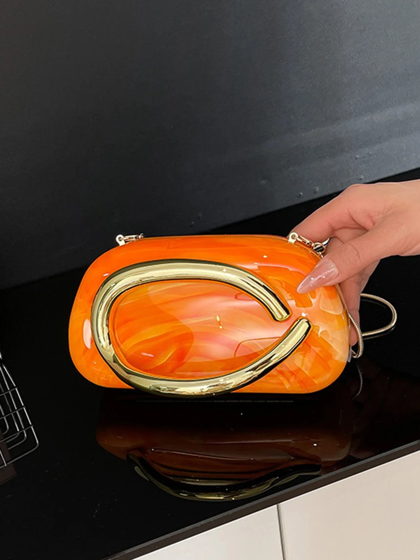 Women's Sealed Box Shaped Acrylic Clutch Fashion Dinner Wedding Party Handbag Elegant Luxury Designer Crossbody Shoulder Bag