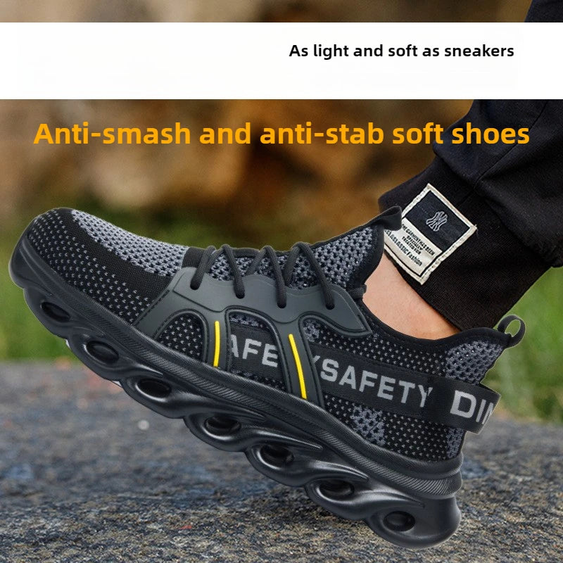 summer safety shoes lightweight work shoes with plastic toe comfortable work sneakers men anti-puncture breathable safety boots