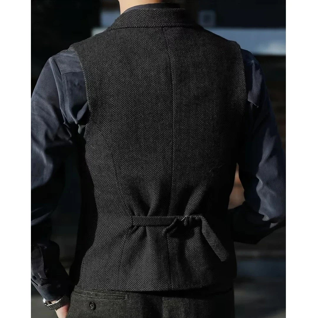 Men Vest Brown Herringbone With Lapel Single Breasted Waistcoat For Wedding Party Business Prom Work Daily Casual Men Suit Vest