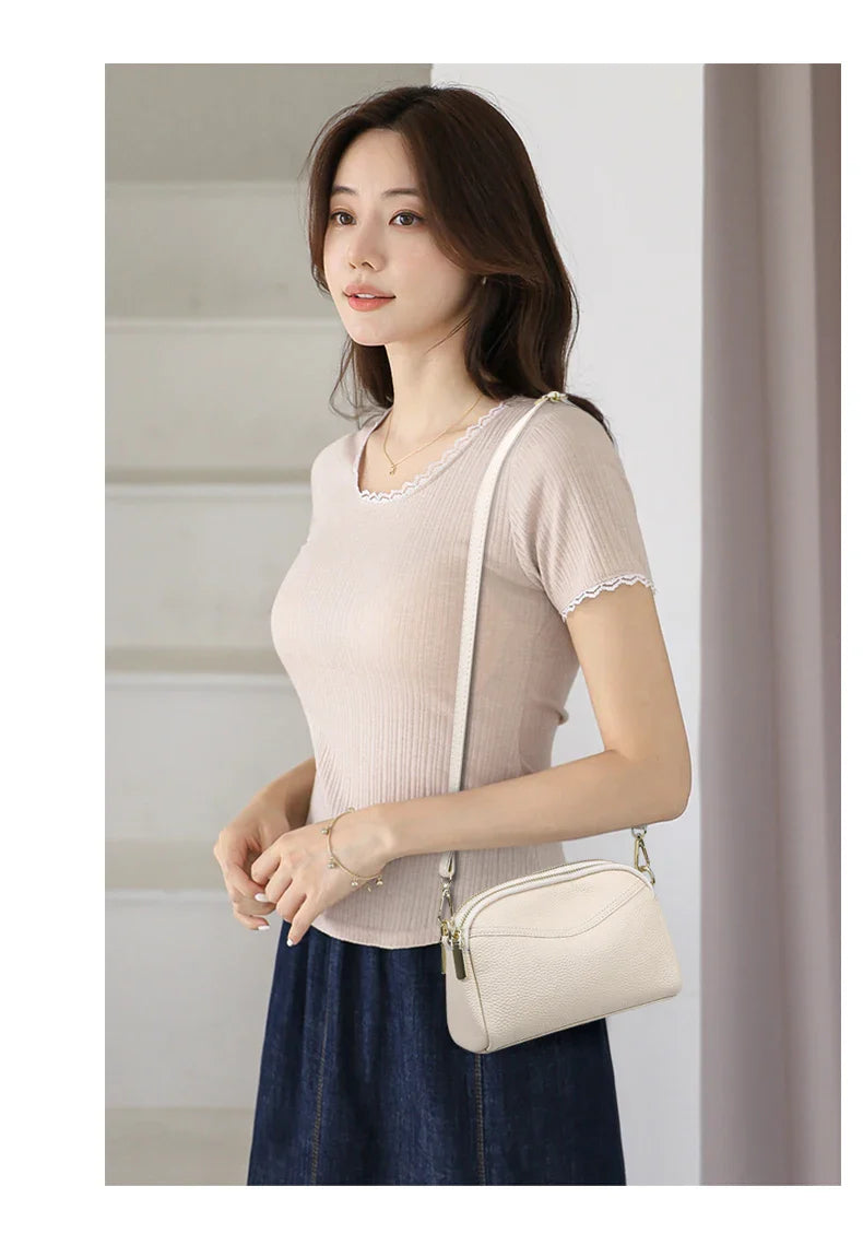 100% cowhide Womens New Korean Fashion Ladies Shoulder Bag Trend Handbags Retro Designer Luxury Female Totes Handbag for Girls