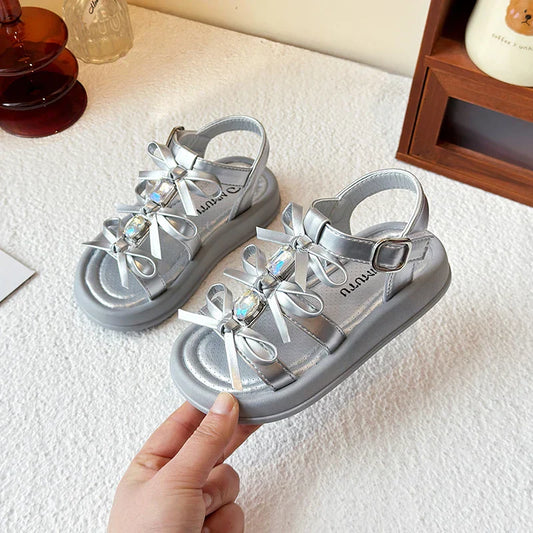 Girl Sandals Summer New Kids Fashion Hollow-out Causal Shoes Princess Versatile Sweet Bowknot Children Open-toe Beach Sandals