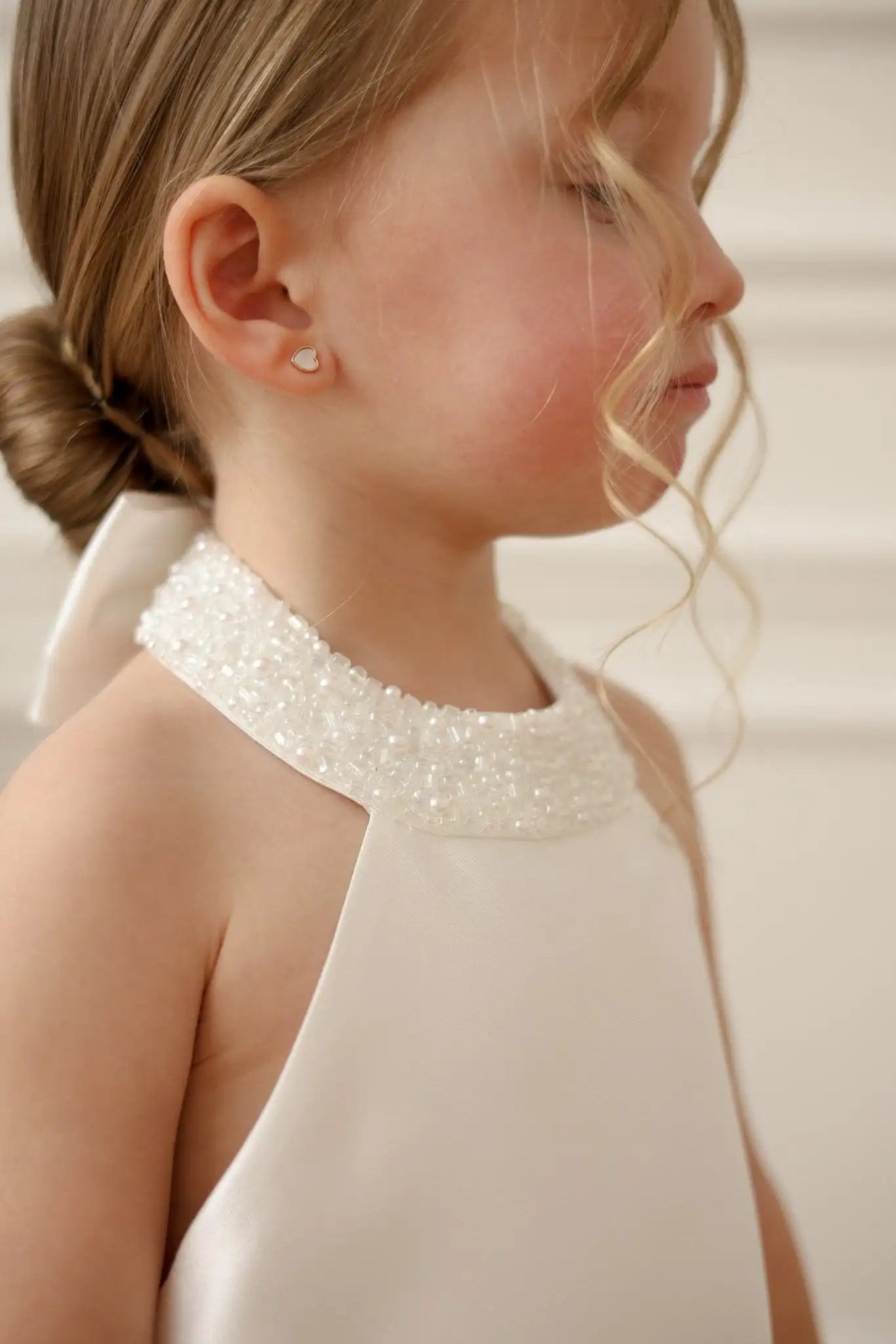 Satin Flower Girl Dress Mini Bridal Wedding Dress Kids Ball Gown 1st Communion Frock Pageant Gown Vestidos De Noiva Customized