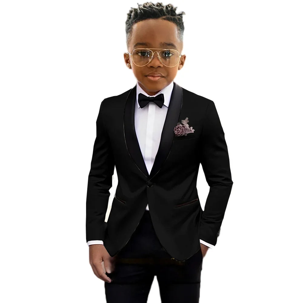 2026 New Classic Shawl Lapel Boys Slim Fit Suits 2 Pieces Wedding Guest Outfit Formal One Button Children's Tuxedo Party Wear